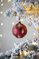 D3.9" Christmas Ball Ornaments, Glass Decorative Hanging Ball Christmas Tree Ornaments for Holiday Party Decorations, Set of 6
