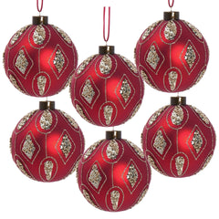 D3.9" Christmas Ball Ornaments, Glass Decorative Hanging Ball Christmas Tree Ornaments for Holiday Party Decorations, Set of 6