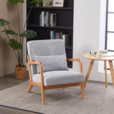 Mid-Century Modern Accent Chair, Arm Chair Living Room Chairs with Pillow Upholstered Reading Chair with Solid Wood Frame & Living Room Bedroom Balcony (Antique Dark Grey)