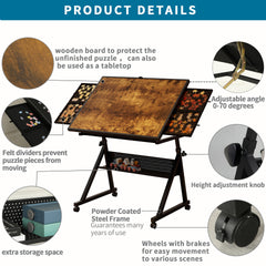 1500 pieces Jigsaw Puzzle metal Table board for adults gift with 4 trays(black)