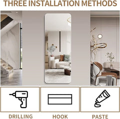 65"x 24" inch Full Body round corner mirror for Living Room Bedroom Cloakroom Wall hanging with hanging hole High quality 5mm silver mirror Explosion-proof glass