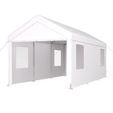 Carport 12' x 20' Portable Garage, Heavy Duty Car Port Canopy with 2 Roll-up Doors & 4 Ventilated Windows for Car, Truck, Boat, Garden Tools,white