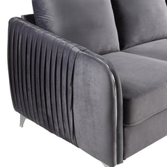 Hadriano 32"W Gray Velvet Modern Chic Accent Armchair