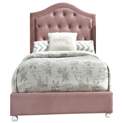 Pink Twin Tufted Headboard Upholstered Bed