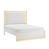 Contemporary Glam White Finish Queen Bed Upholstered Headboard LED Light 8-Colors Bedroom Furniture 1pc