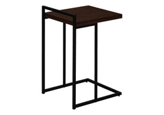 Accent Table, C-shaped, End, Side, Snack, Living Room, Bedroom, Brown Laminate, Black Metal, Contemporary, Modern