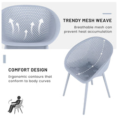 Holiday - 2-Pack Modern Lounge Chairs – Indoor/Outdoor All-Weather PP Plastic, Lightweight for Patio, Beach, Living Room (Light Baby Blue)