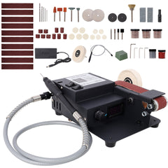 2-in-1 Belt Sander,350W Dual Motor Rotary Tool Sand Belt,Mini Electric Belt Sander Desktop Polisher,Multifunctional Power Tool