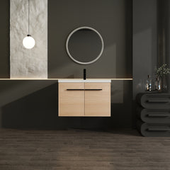 LEVISTAR oak 30 Inch Bathroom Vanity with resin Countertop Sink, 2 Doors Bathroom Cabinet Set