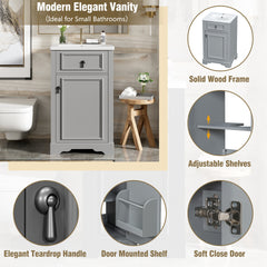 20-Inch Bathroom Vanity with Ceramic Sink, Soft Close Door, Adjustable Shelf, and Door-Mounted Storage Rack - Ideal for Small Bathrooms