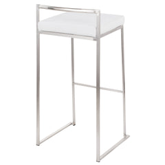 Fuji Contemporary Stackable Barstool in Stainless Steel with White Velvet Cushion by LumiSource - Set of 2