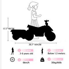 6V Battery Powered Kids Electric Vehicle, Kids Ride on ATV, 4 Wheeler Quad w/Headlights, MP3, USB, Volume Control, Large Seat, Electric Ride on Toys Best Gifts For Age 3-6 years Old (Red)