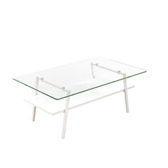 Coffee Table and End tables Set of 3, Tempered Glass Table with MDF layer, Modern Tables for Living Room , Transparent Glass