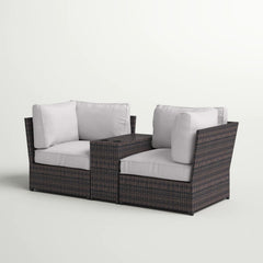 Outdoor Wicker Loveseat with Cushions – Ready to Use, No Assembly Required