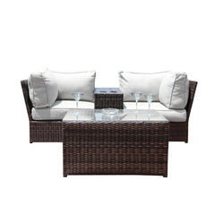 Fully Assembled 2-Piece Outdoor Rattan Seating Group with Cushions