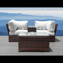 Fully Assembled 2-Piece Outdoor Rattan Seating Group with Cushions