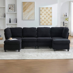 UNITED WE WIN Modular Sectional Sofa: Freely Combinable 6-Seat Convertible Sectionals with Chaise, U Shaped Oversized Sectional Couches with Storage Ottoman for Home Apartment Office