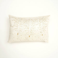100% Polyester Ivory Lumber Pillow with Embroidery & Bead Work – Soft & Stylish Accent-24X16"