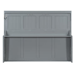 Queen Size Murphy Bed with Hydraulic Lift & Desk Design, Gray