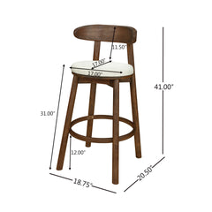 Round Cushion Bar stools (Walnut+Beige)