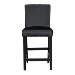 5-piece Counter Height Dining Table Set with One Faux Marble Top Dining Table and Four Velvet-Upholstered Chairs,Black