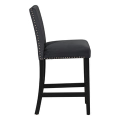 5-piece Counter Height Dining Table Set with One Faux Marble Top Dining Table and Four Velvet-Upholstered Chairs,Black