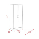 Ambery 180 Armoire, Two Shelves, Double Door, Metal Rod, One Drawer -White
