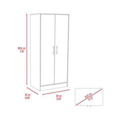 Ambery 180 Armoire, Two Shelves, Double Door, Metal Rod, One Drawer -White