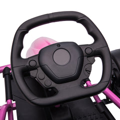 Aosom 24V 8.1 MPH Electric Go Kart, Drifting Car Battery Powered Ride on Toy Outdoor with Slow Start, Music, Horn Honking and Safety Belt, for 8-12 Years Old, Pink
