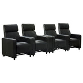Warren Black Upholstered 4-seater Home Theater with Wedge Console
