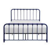 Metal Bed Blue Finish Full Platform Bed 1pc, Bed in a Box