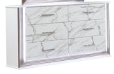 Desire Dresser Marble Patterned Drawer Fronts with Sleek White Finish, Metallic Handle and Six Spacious Drawers for Elegant Bedroom Storage (INCLUDES ONLY DRESSER) same as B009P309336 (NJ inventory)