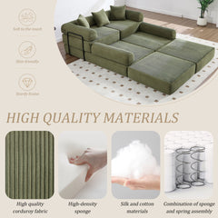 UNITED WE WIN convertible folding sofa bed, with fixed frame and pillow back handrail, cloud corduroy folding mattress sofa, folding memory foam bed in living room/dormitory/guest room/home office/apt