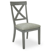 Beautiful Gray Cushioned Seats Upholstered Chair 2Pc Dining Chairs Dining Room Wooden Furniture