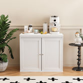 Kitchen Storage Cabinet with Double Doors, Coffee Bar Cabinet with Adjustable Shelves, Sideboard Buffet for Dining Room, Living Room or Entryway, Modern White Cupboard