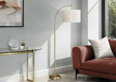 Lighting, 65"h, Floor Lamp, Brass Metal, Ivory / Cream Shade, Contemporary