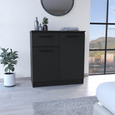 Dresser with 2-Door and Single Drawer, Black