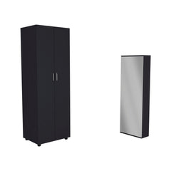 2 Piece Bedroom Set, London Armoire + Baltimore Shoe Rack, Black