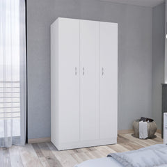 Wardrobe Armoire 71H" with 3-Doors and 2-Inner Drawers, 3 Doors, White