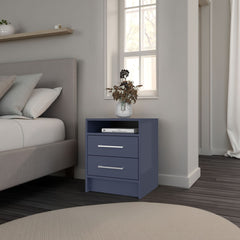 Nightstand 19.9" H, 2 Drawers, 1 Shelf, Alby Blue - Bedroom