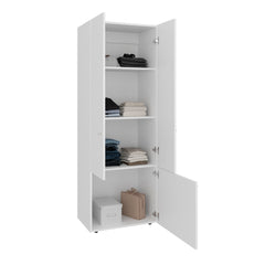Armoire 66.9" H, 3 Doors, 3 Shelves, White - Bedroom
