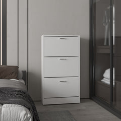 Shoe Rack, 3 Doors, 3 Shelves, White