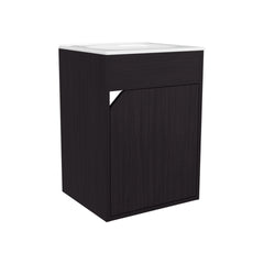 Bathroom Vanity with Sink, 1 Door, Black Wengue