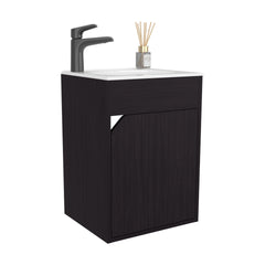 Bathroom Vanity with Sink, 1 Door, Black Wengue