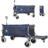 67in Extra long large Heavy Duty Utility Beach Wagons with Opened Tailgate and All-Terrain Wheels, 500lbs Capacity, Patented Ultra-Stable Frame, No Assembly Needed, Dark Blue+Gray