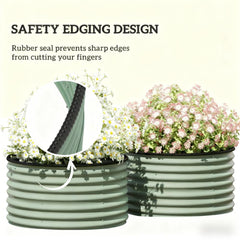 Metal Planter Box,Set of 2 Raised Garden Bed,with Safety Edging, Easy-to-assemble Stock Tank