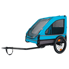 Pet Bike Trailer Dog Cart for Bicycle,Suitable for Small and Medium Pets, Easy Folding Cart Frame, Quick Release Wheel, Non-Slip Floor, Internal Leash, blue+Grey