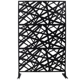 Outdoor & Indoor Privacy Screen Metal Privacy Screen 76" H×48" W, Freestanding Decorative Privacy Screen for Deck Balcony Patio, Privacy Fence Panels for Outside Lawn Garden PS117 BLACK