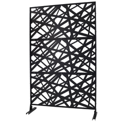 Outdoor & Indoor Privacy Screen Metal Privacy Screen 76" H×48" W, Freestanding Decorative Privacy Screen for Deck Balcony Patio, Privacy Fence Panels for Outside Lawn Garden PS117 BLACK