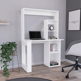 Writing Computer Desk with Storage Shelves and Hutch, White